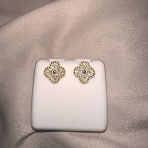 Elegant Gold and Silver Stud Earrings